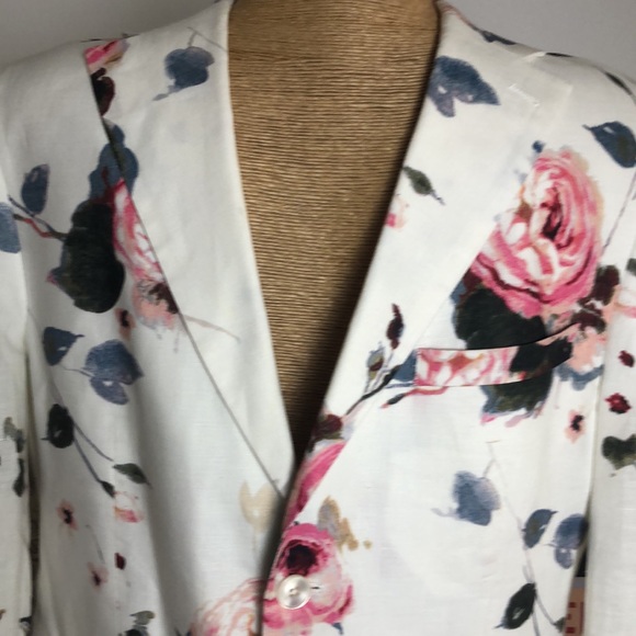 Tallia Mens Linen Blazer Combo Floral Slim-Fit Jacket Size 40S - Picture 4 of 8